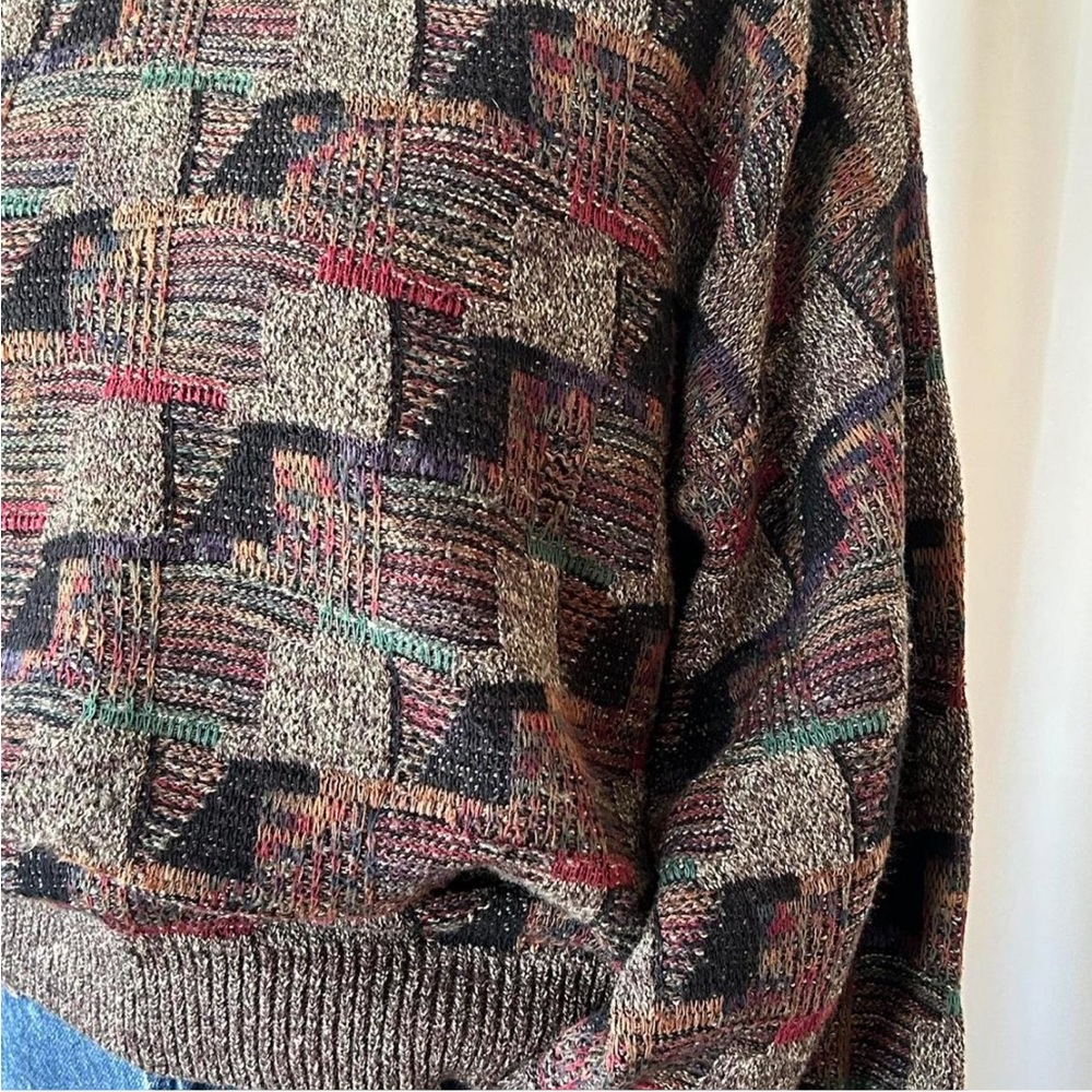 Vintage 90s Coogi Style Textured Knit Sweater Earth Tone Grandpa. - Picture 8 of 8